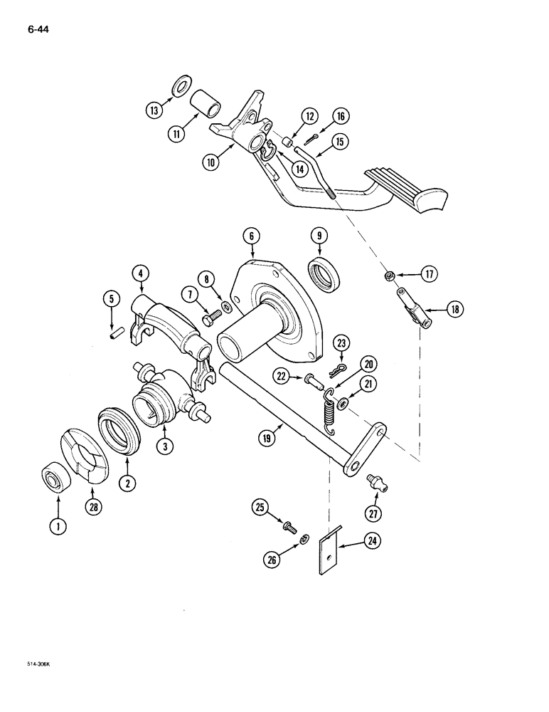 Схема запчастей Case IH 695 - (6-044) - CLUTCH CONTROLS, TRACTOR WITHOUT CAB (06) - POWER TRAIN