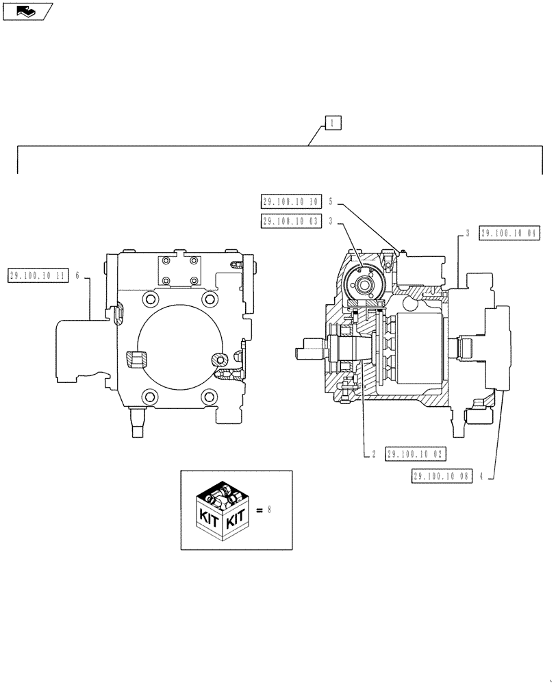 Схема запчастей Case IH 3230 - (29.100.10[01]) - HYDROSTATIC PUMP, WITH 11 TEETH, LH MOUNTED, BSN YCT032640 (29) - HYDROSTATIC DRIVE