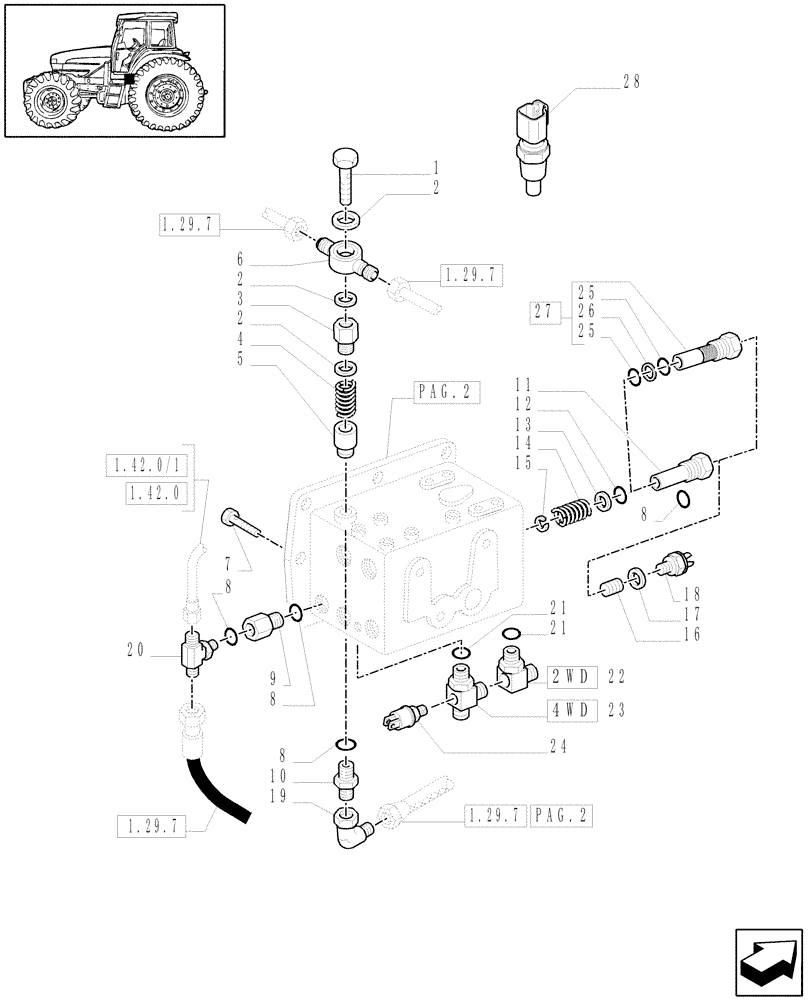 Схема запчастей Case IH MXM120 - (1.32.2[03]) - CENTRAL REDUCTION GEAR CONTROLS (03) - TRANSMISSION