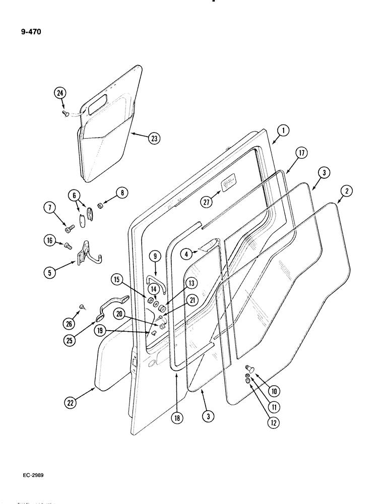 Схема запчастей Case IH 885 - (9-470) - CAB DOORS, WINDOWS AND TRIM (09) - CHASSIS/ATTACHMENTS