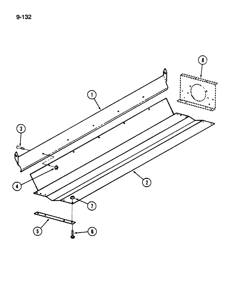 Схема запчастей Case IH 1620 - (9-132) - GRAIN AUGER TROUGH SHIELD, RICE COMBINES ONLY (16) - GRAIN ELEVATORS & AUGERS