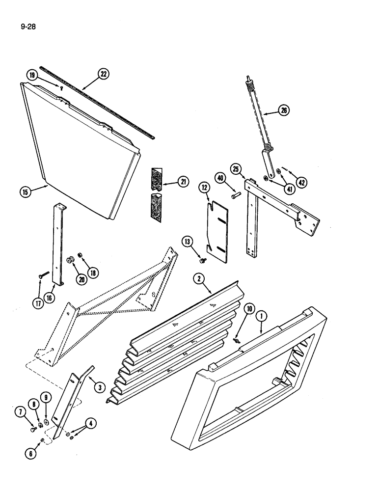 Схема запчастей Case IH 3394 - (9-028) - LOWER GRILLE AND SIDE PANELS (09) - CHASSIS/ATTACHMENTS