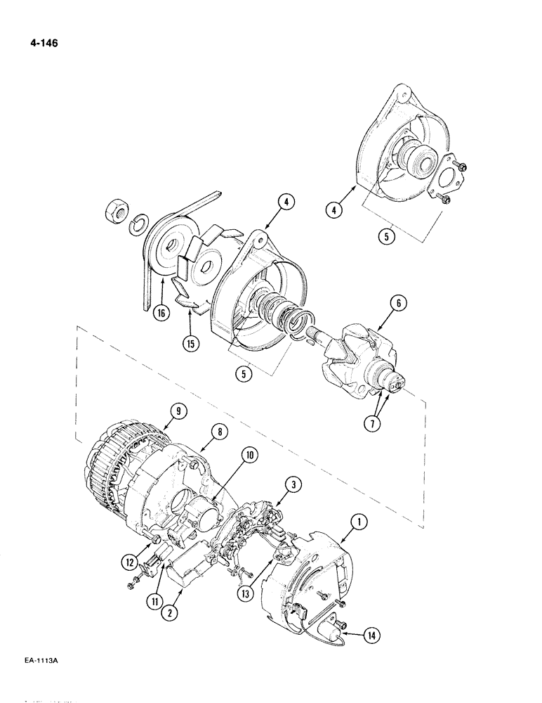 Схема запчастей Case IH 885 - (4-146) - ALTERNATOR, LUCAS A115-45 AND A133-75 (04) - ELECTRICAL SYSTEMS