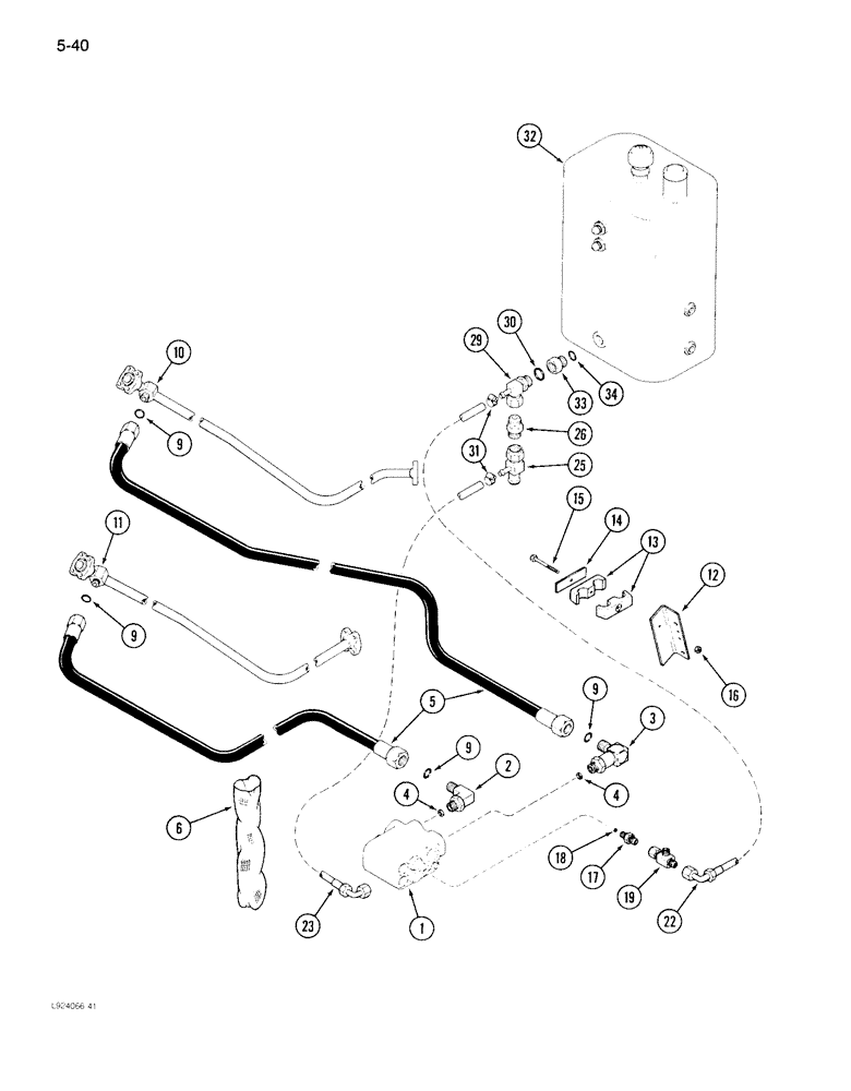 Схема запчастей Case IH 1640 - (5-40) - SELECTOR VALVE HYDRAULIC SYSTEM, POWER GUIDE AXLE, SERIAL NO. JJC0097190 & AFTER (04) - STEERING