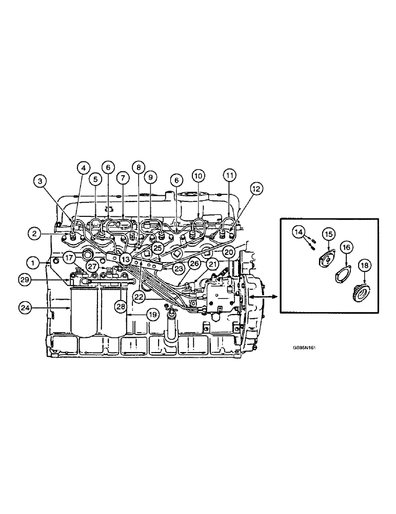 Схема запчастей Case IH D-236 - (4-30) - FUEL INJECTION PUMP, CONNECTIONS AND PIPES, MACHINES W/SPIN-ON TYPE FUEL FILTERS 