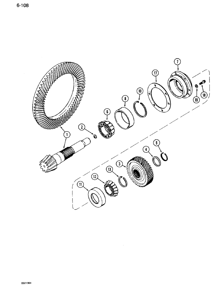 Схема запчастей Case IH 7110 - (6-108) - TRANSMISSION, PINION SHAFT AND GEAR (06) - POWER TRAIN