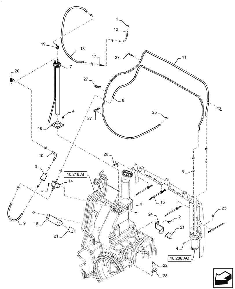 Схема запчастей Case IH SV185 - (10.210.AF) - FUEL LINES (10) - ENGINE