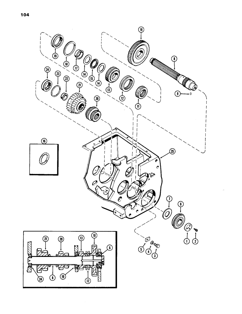 Схема запчастей Case IH 1170 - (104) - SLIDING GEAR SHAFT (06) - POWER TRAIN