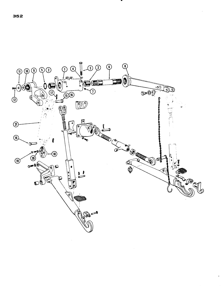 Схема запчастей Case IH 730 SERIES - (352) - ROCKSHAFT, LIFT ARMS AND CYLINDER, EAGLE HITCH (08) - HYDRAULICS