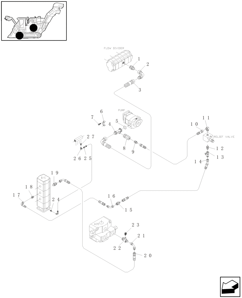 Схема запчастей Case IH A4000 - (B06.03[01]) - HYDRAULIC CIRCUIT (BASECUTTER MOTOR) Hydraulic Components & Circuits