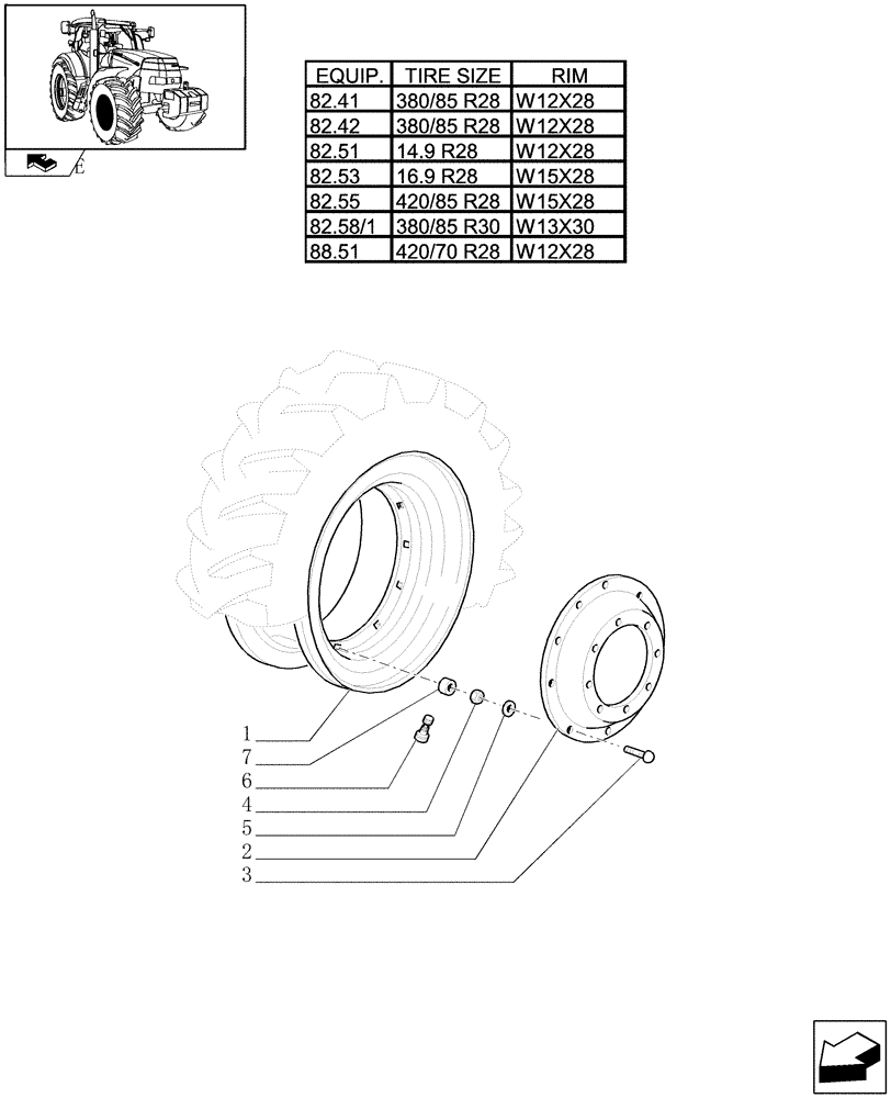 Схема запчастей Case IH PUMA 140 - (82.00[08]) - FRONT WHEELS (11) - WHEELS/TRACKS