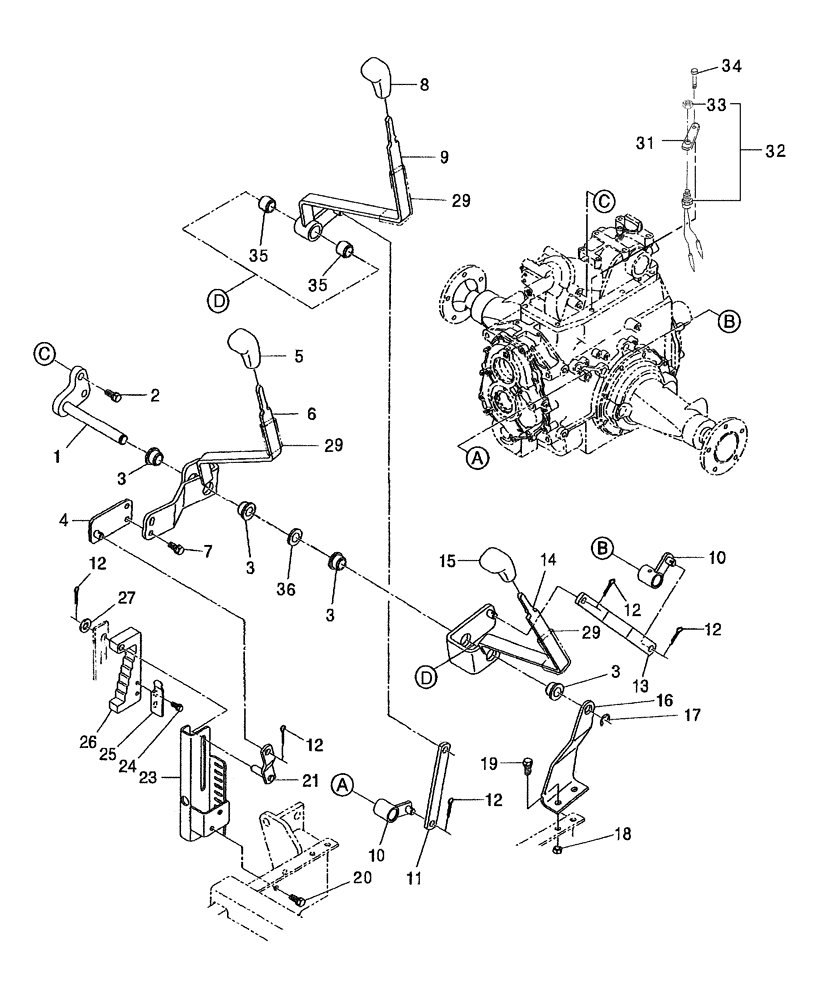 Схема запчастей Case IH DX24E - (03.11.02) - CONTROL LEVERS, LH (03) - TRANSMISSION