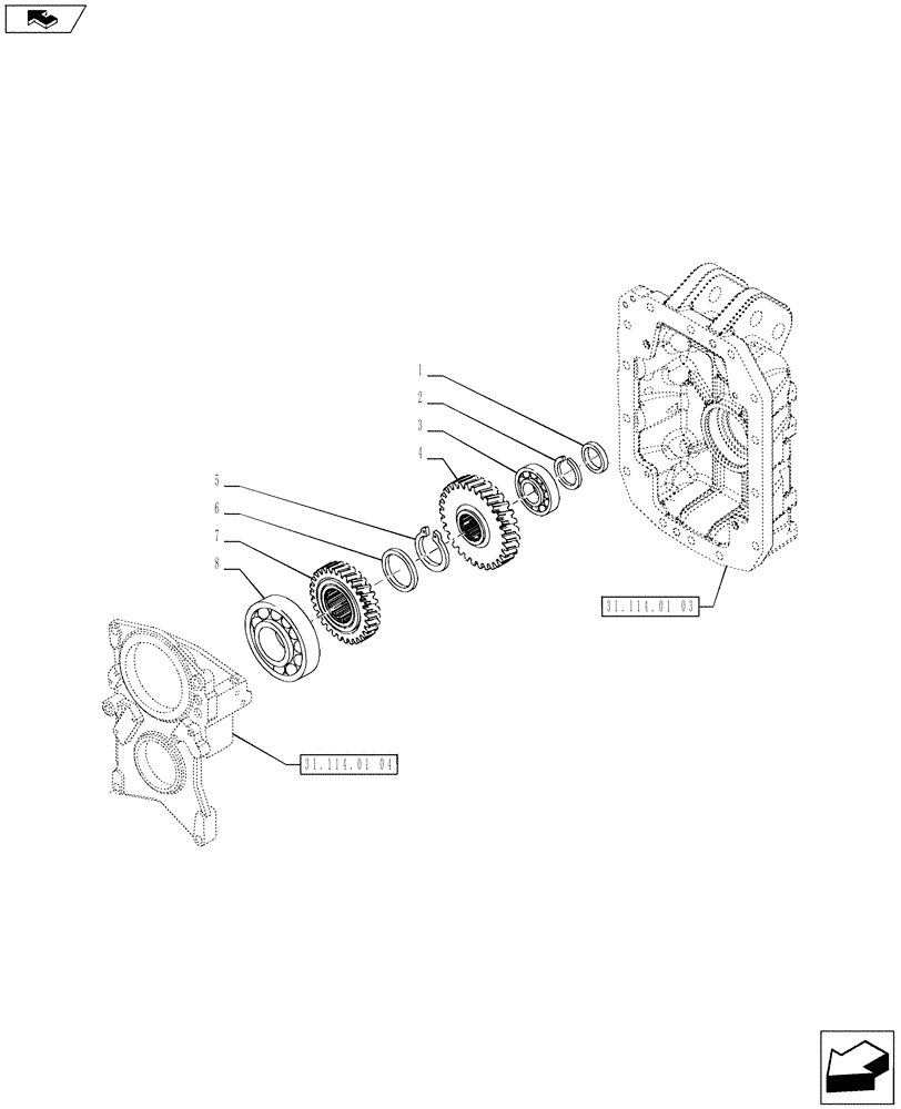 Схема запчастей Case IH PUMA 230 - (31.114.01[02]) - POWER TAKE-OFF 1000E/1000 RPM - GEARS (31) - IMPLEMENT POWER TAKE OFF