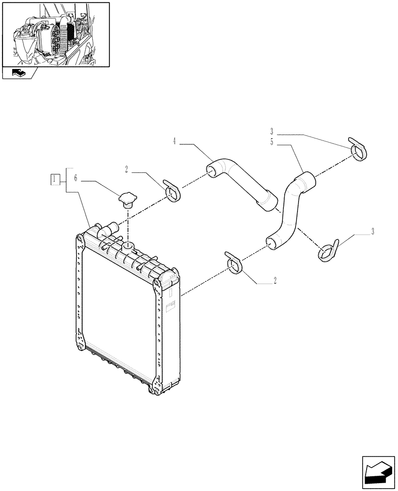 Схема запчастей Case IH FARMALL 105V - (1.17.0/01[02]) - RADIATOR AND PIPES (02) - ENGINE EQUIPMENT