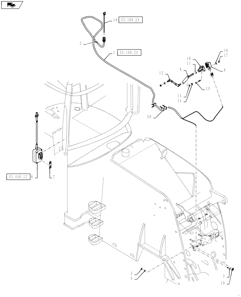 Схема запчастей Case IH STEIGER 500 - (55.440.11) - THREE POINT HITCH - WIRING & SWITCHES (55) - ELECTRICAL SYSTEMS