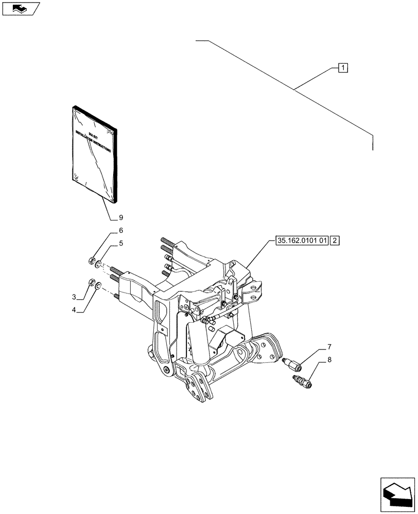 Схема запчастей Case IH PUMA 200 - (88.035.07[01]) - DIA KIT - FRONT HPL FOR MID MOUNT REMOTES LESS PTO, WITH AUX. COUPLERS (88) - ACCESSORIES