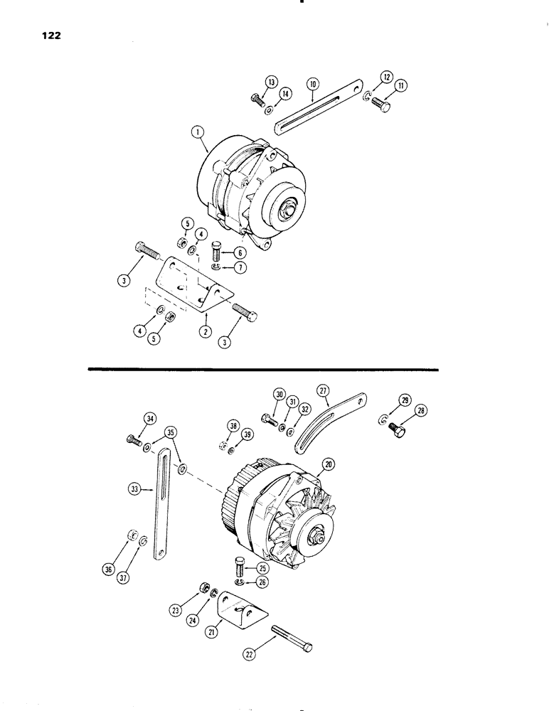 Схема запчастей Case IH 1270 - (122) - ALTERNATOR MOUNTING, PRESTOLITE (04) - ELECTRICAL SYSTEMS