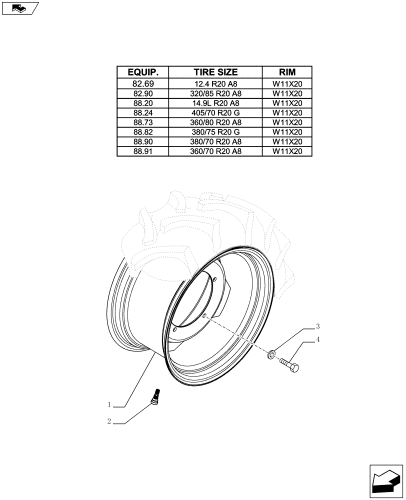 Схема запчастей Case IH FARMALL 65C - (44.511.03[05]) - FRONT WHEELS (44) - WHEELS