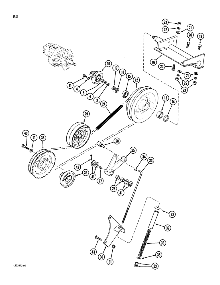 Схема запчастей Case IH 1660 - (052) - AUXILIARY PUMP DRIVE (35) - HYDRAULIC SYSTEMS