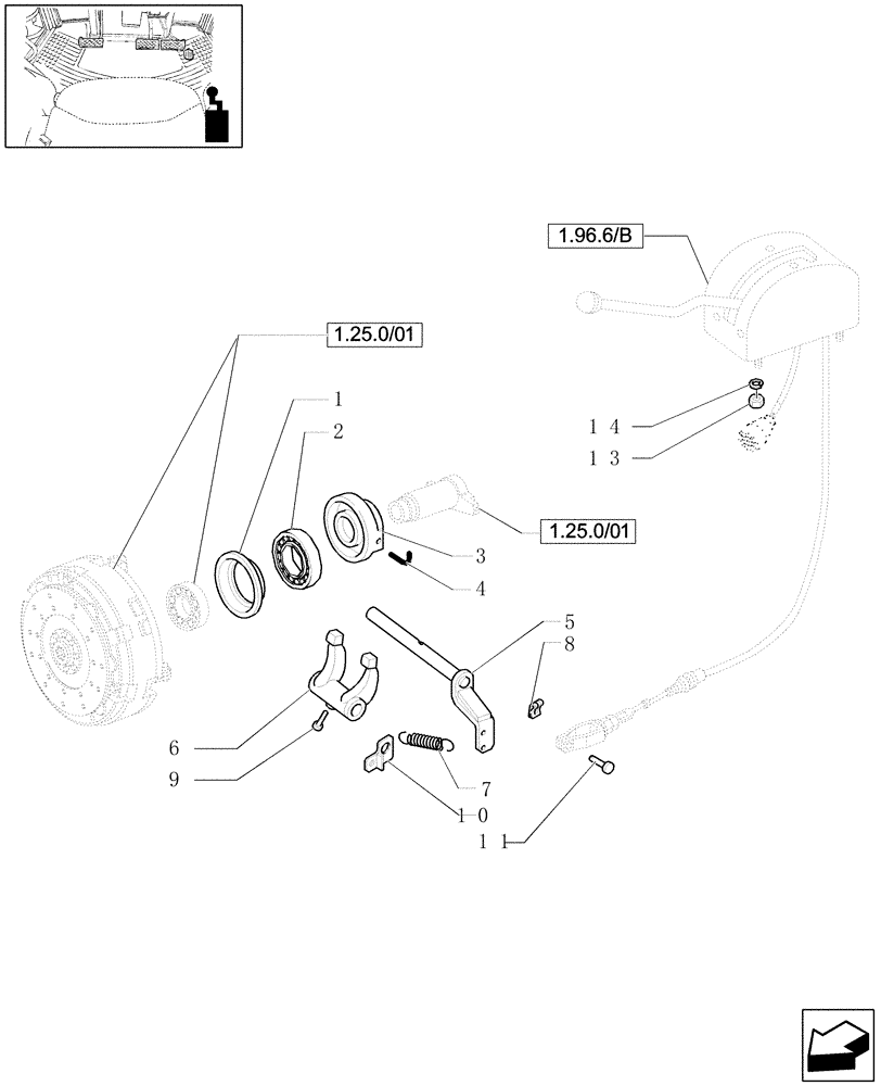 Схема запчастей Case IH JX1090U - (1.96.6) - POWER TAKEOFF CONTROL - FRICTION CLUTCH (10) - OPERATORS PLATFORM/CAB