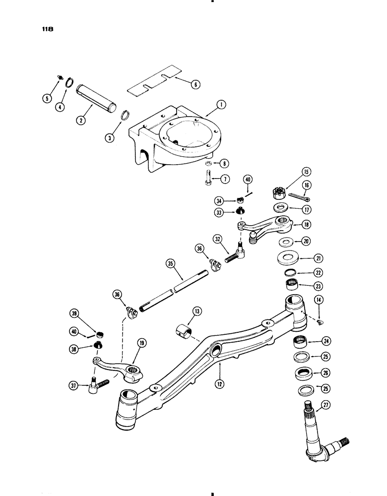 Схема запчастей Case IH 830-SERIES - (118) - FRONT AXLE AND TIE ROD, 4 WHEEL AND WESTERN (05) - STEERING