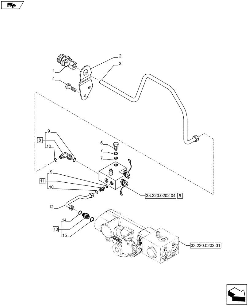 Схема запчастей Case IH PUMA 230 - (33.220.0202[02]) - HYDRAULIC TRAILER BRAKE (ITALY) - BRAKING SYSTEM - BREAKDOWN (VAR.743979 / 720418) (33) - BRAKES & CONTROLS