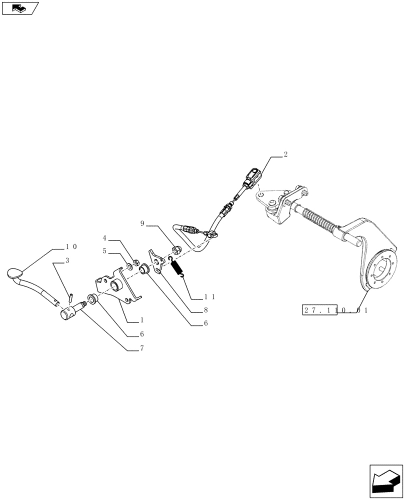 Схема запчастей Case IH FARMALL 65C - (27.110.02) - REAR DIFFERENTIAL LOCK CONTROL PEDAL - W/CAB (27) - REAR AXLE SYSTEM