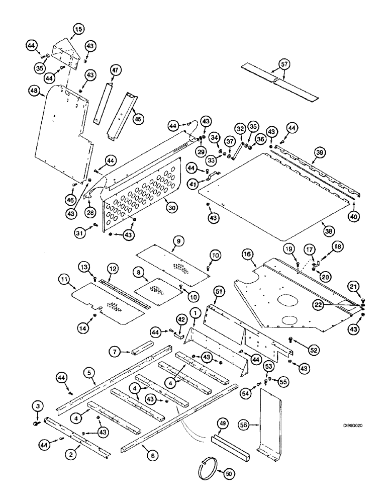 Схема запчастей Case IH 2144 - (9H-02) - ENGINE SHIELD AND SERVICE DECK (12) - CHASSIS