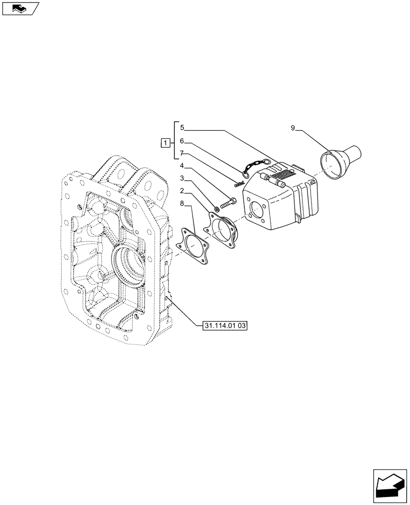 Схема запчастей Case IH PUMA 185 - (31.114.02) - POWER TAKE-OFF GUARD FLIP UP PERFORATED (31) - IMPLEMENT POWER TAKE OFF