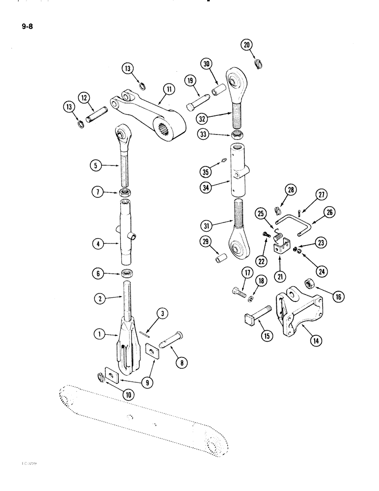 Схема запчастей Case IH 2096 - (9-008) - HITCH LIFT LINKS, P.I.N. 9939634 AND AFTER (09) - CHASSIS/ATTACHMENTS