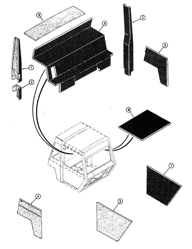 Схема запчастей Case IH 2870 - (390) - CAB, ACOUSTICAL COVERS (09) - CHASSIS/ATTACHMENTS