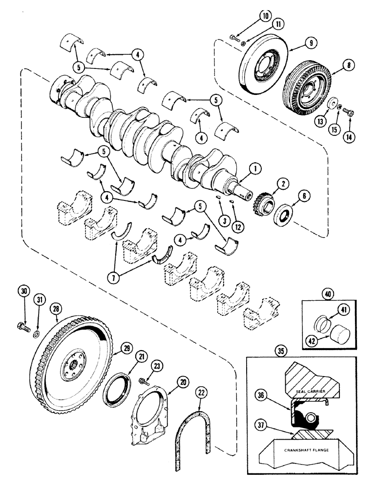 Схема запчастей Case IH 2594 - (2-36) - CRANKSHAFT AND FLYWHEEL, 504BDT DIESEL ENGINE (02) - ENGINE