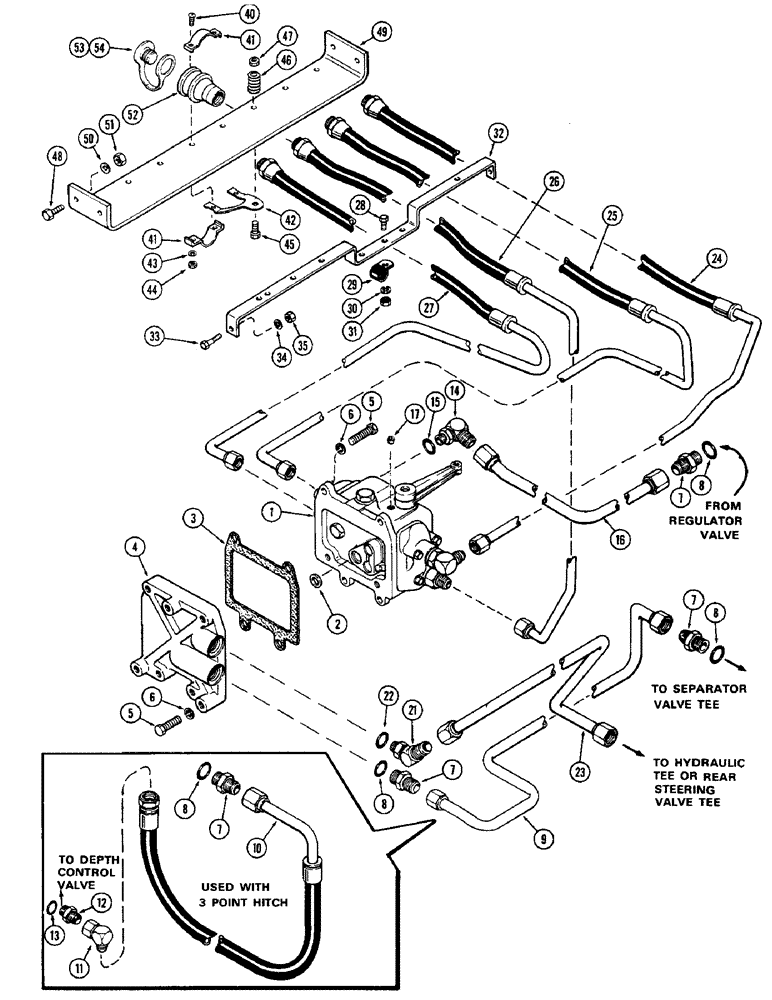 Схема запчастей Case IH 2470 - (196) - SINGLE DUAL REMOTE HYDRAULICS CIRCUITRY (08) - HYDRAULICS