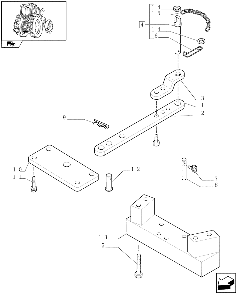 Схема запчастей Case IH PUMA 125 - (1.89.0/01) - SWINGING DRAWBAR FOR SLIDER TOW HOOK - (ITALY) (VAR.331918) (09) - IMPLEMENT LIFT