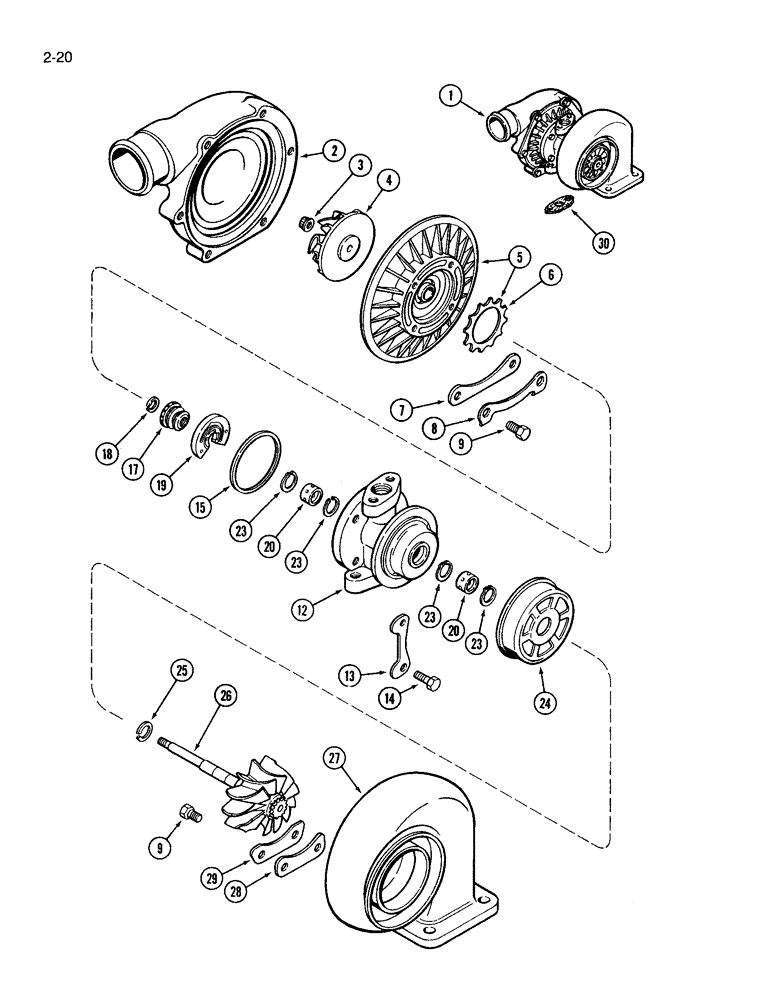 Схема запчастей Case IH 3594 - (2-020) - TURBOCHARGER, 504BDT DIESEL ENGINE (02) - ENGINE