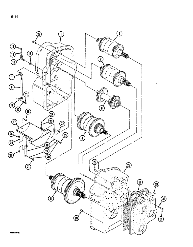 Схема запчастей Case IH 9280 - (6-014) - POWER SHIFT TRANSMISSION ASSEMBLY HOUSINGS & CLUTCHES (06) - POWER TRAIN