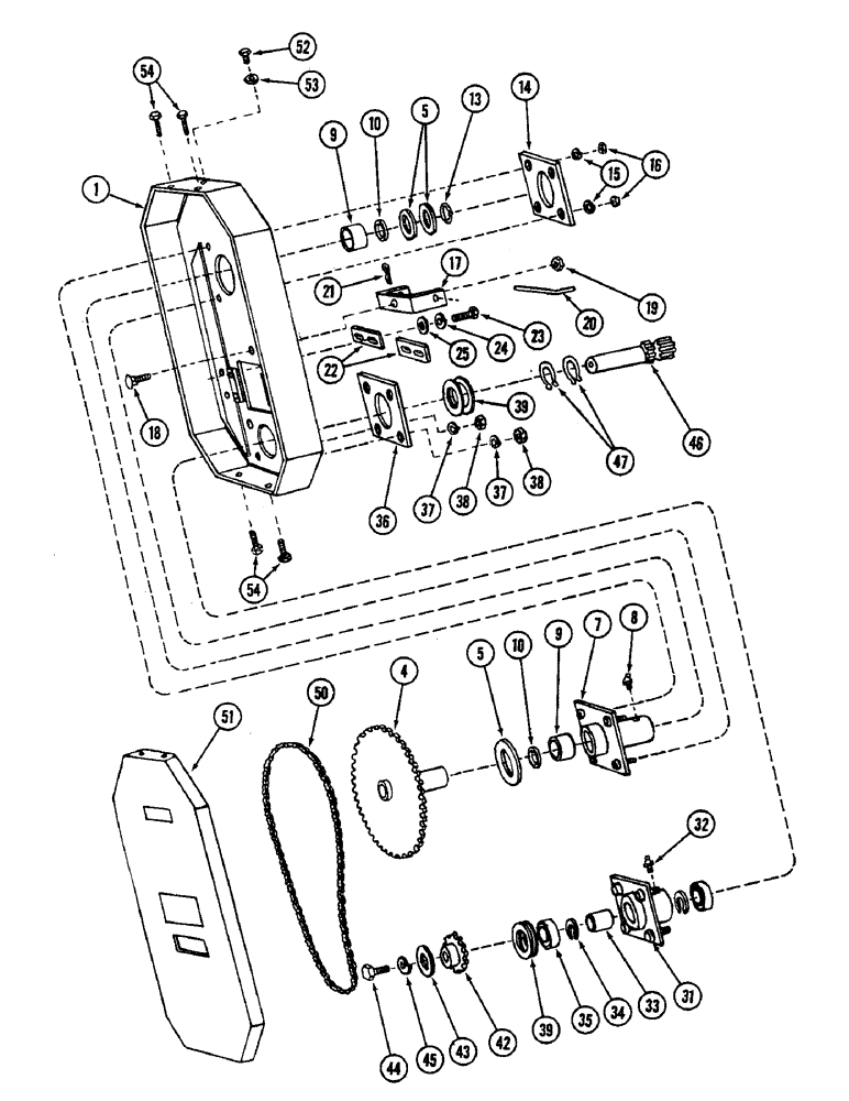 Схема запчастей Case IH 54FRS - (36) - CHAIN BOX, 54 FRS SNOW THROWER 