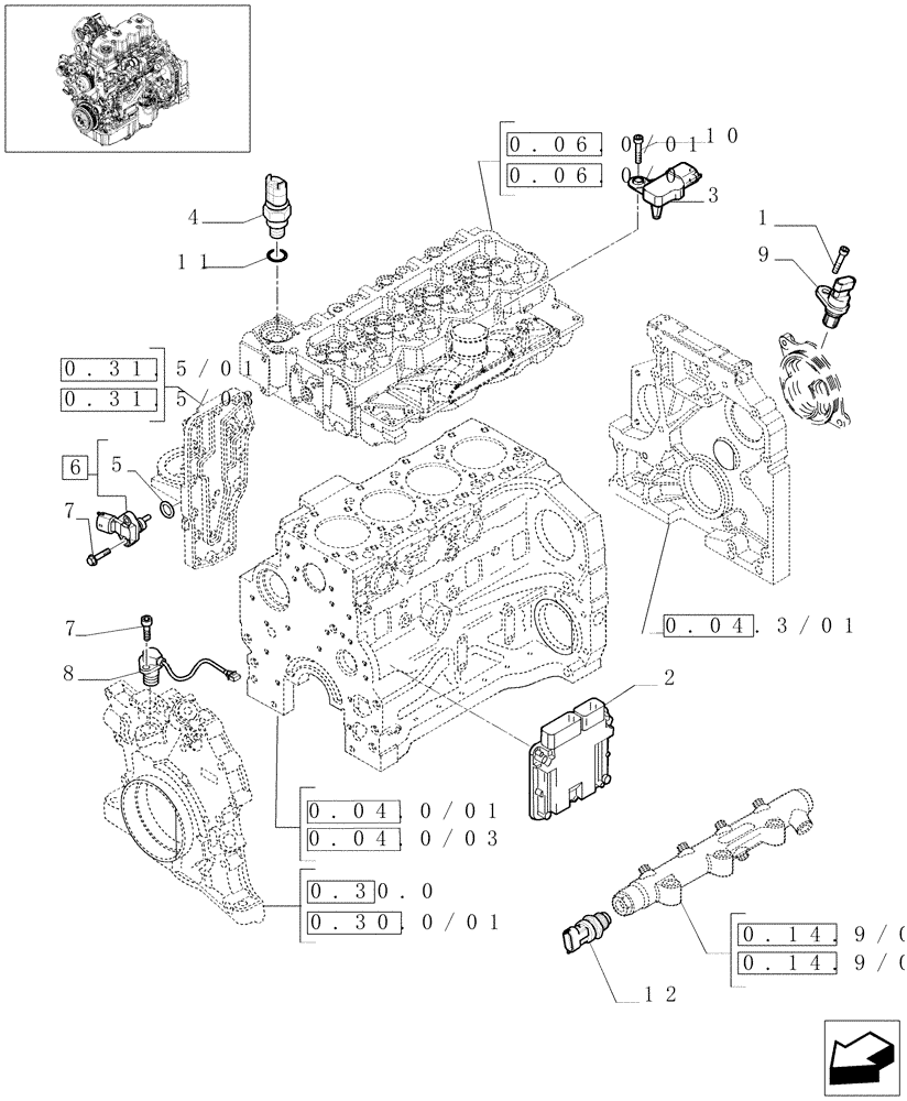 Схема запчастей Case IH MAXXUM 130 - (1.75.0[02]) - ELECTRONIC ENGINE SENSORS, SWITCHES AND CONTROL UNIT (06) - ELECTRICAL SYSTEMS