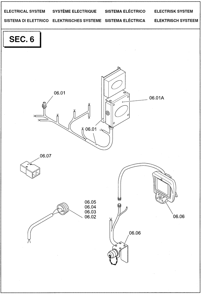 Схема запчастей Case IH LBX331R - (06.00[01]) - SECTION LIST 6 - ELECTRICAL SYSTEM (06) - ELECTRICAL SYSTEMS