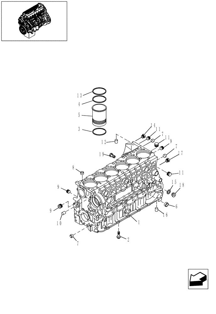 Схема запчастей Case IH STEIGER 485 - (02-26) - CYLINDER BLOCK & RELATED PARTS, STEIGER 385 / 435 & 485 (02) - ENGINE