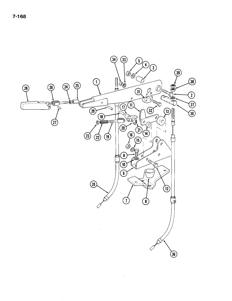 Схема запчастей Case IH 1194 - (7-168) - HAND BRAKE LEVER, TRACTORS WITH CAB (07) - BRAKES