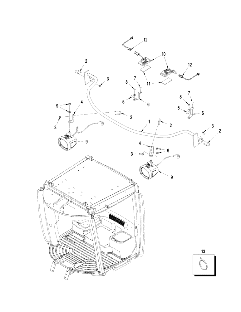 Схема запчастей Case IH STEIGER 535 - (04-32) - LAMPS - CAB MOUNTED H.I.D. (04) - ELECTRICAL SYSTEMS