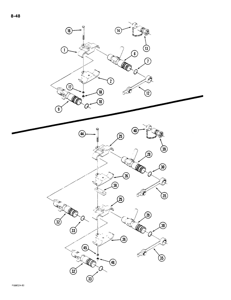Схема запчастей Case IH STEIGER - (8-048) - QUICK DISCONNECT COUPLER ASSEMBLY, SINGLE REMOTE (08) - HYDRAULICS