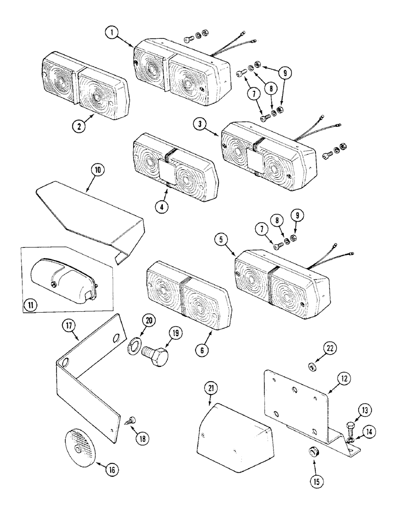 Схема запчастей Case IH 1294 - (4-72) - SIDE AND REAR WARNING LAMPS, TRACTORS WITHOUT CAB (04) - ELECTRICAL SYSTEMS