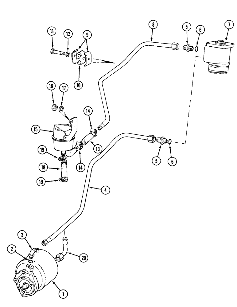 Схема запчастей Case IH 1494 - (5-108) - STEERING PUMP AND TUBES, TRACTORS WITHOUT CAB (05) - STEERING