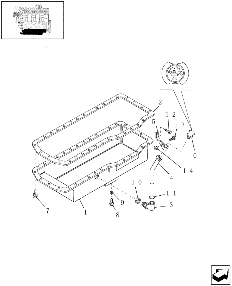 Схема запчастей Case IH WDX1902 - (01.03[1]) - ENGINE OIL PAN (01) - ENGINE