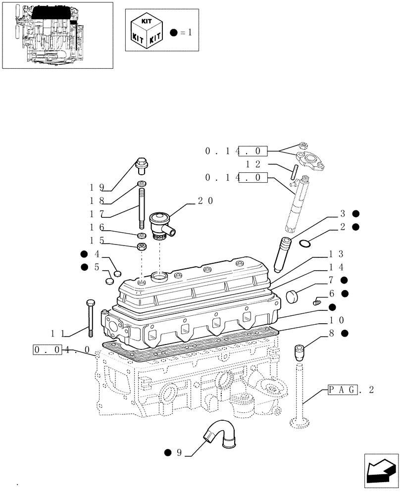 Схема запчастей Case IH JX75 - (0.06.0/04[01]) - CYLINDER HEAD (AFTER S/N 13287) (01) - ENGINE