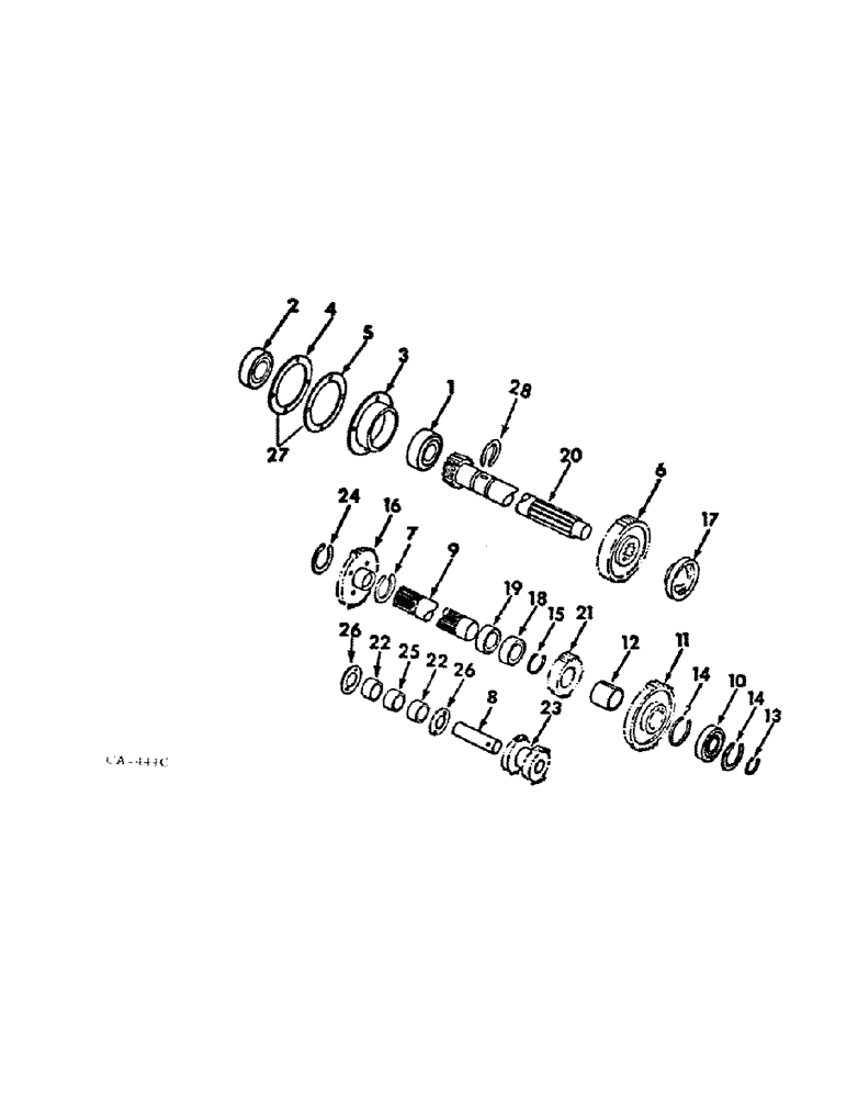 Схема запчастей Case IH 464 - (07-05) - DRIVE TRAIN, RANGE TRANSMISSION, IN REAR FRAME (04) - Drive Train