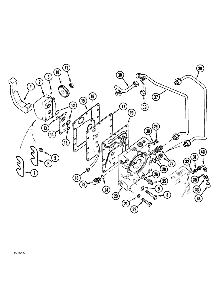 Схема запчастей Case IH 3220 - (8-008) - HYDRAULIC POWER SUPPLY, MULTIPLE CONTROL VALVE AND TUBES (08) - HYDRAULICS