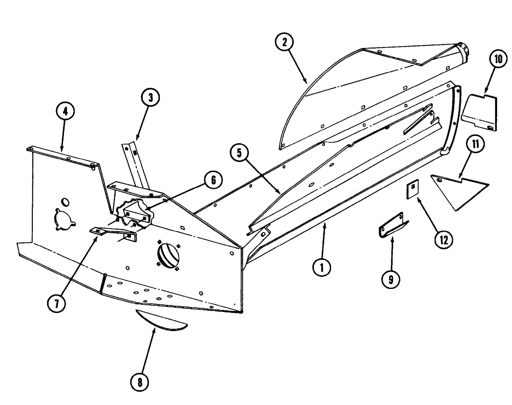 Схема запчастей Case IH 600 - (9-36) - AUGER TROUGH AND SUPPORTS, 600 BLOWERS AUGER TROUGH & SUPPORT (09) - CHASSIS/ATTACHMENTS